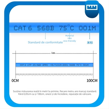 Cablu Ethernet cu patru perechi Cat6/Cat7/Cat8, lungimi personalizate pentru transmisie înaltă viteză, Până la 1 Gbps, -20 la 60 °C, Rezistență la tracțiune 1000 N