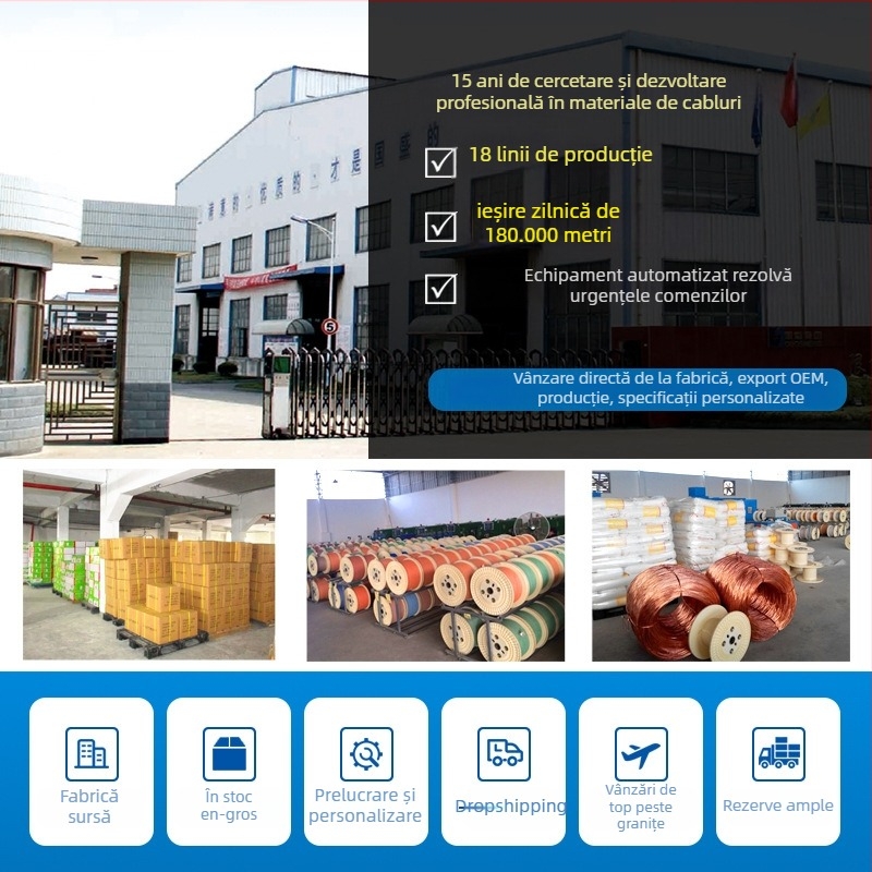 Cablu Ethernet cu patru perechi Cat6/Cat7/Cat8, lungimi personalizate pentru transmisie înaltă viteză, Până la 1 Gbps, -20 la 60 °C, Rezistență la tracțiune 1000 N