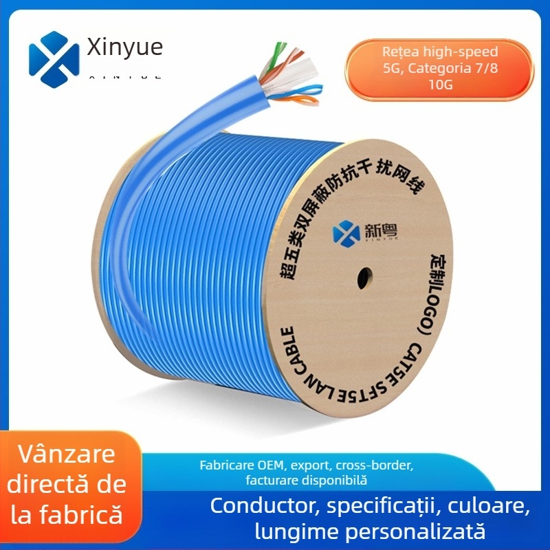 Cablu Ethernet cu patru perechi Cat6/Cat7/Cat8, lungimi personalizate pentru transmisie înaltă viteză, Până la 1 Gbps, -20 la 60 °C, Rezistență la tracțiune 1000 N