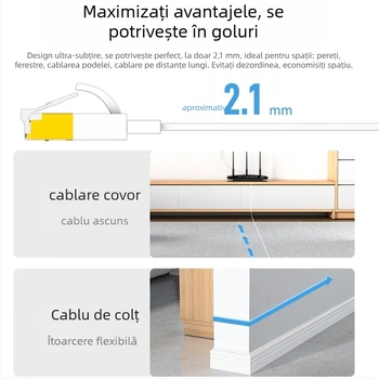 Hepuhto Cablu Ethernet CAT8 RJ45 Plat 10Gbps Cupru Pur