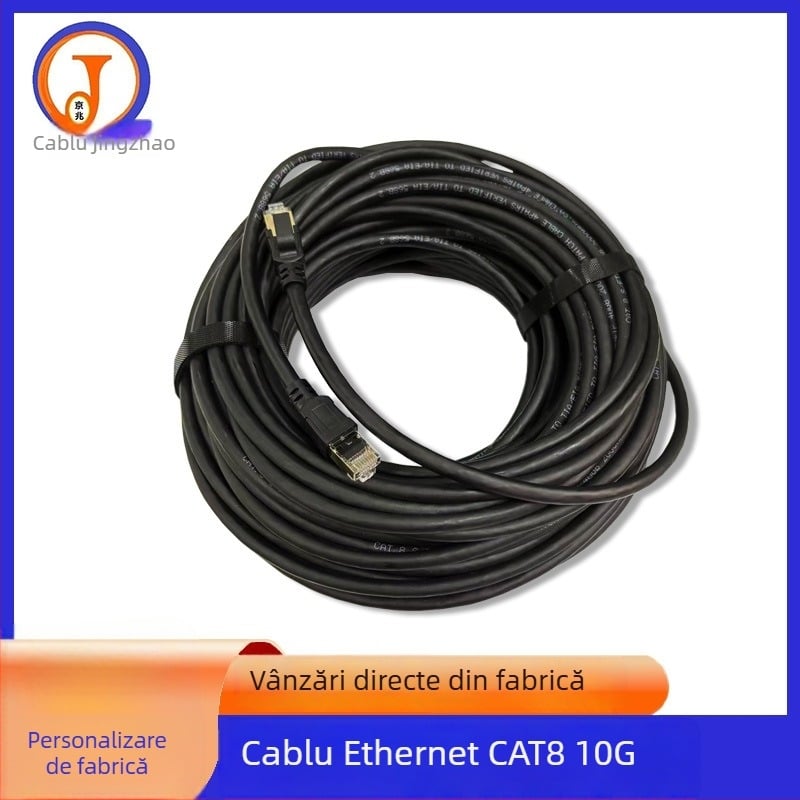 Cablu Ethernet CAT8 RJ-45, sferic din cupru, 26 AWG, 40 Gbps