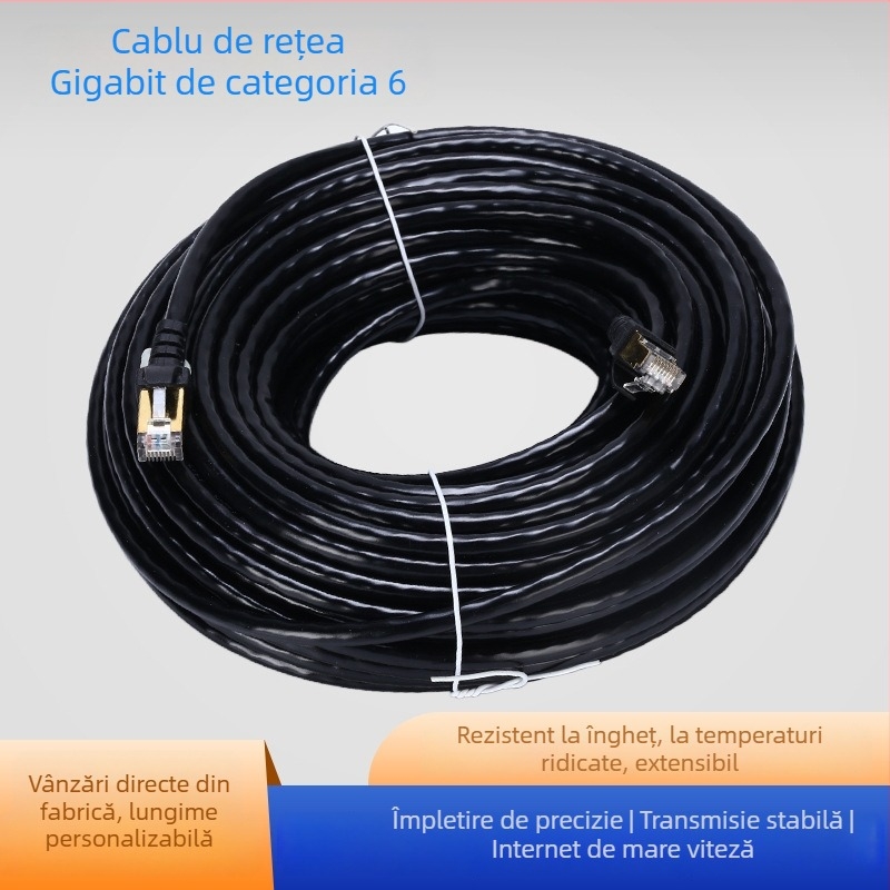 Cablu de rețea Cat6 Gigabit ecranat cu conector RJ45, 1000 Mbps