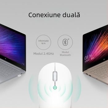 Mouse wireless silențios cu dual-mode (Bluetooth), receptor USB inclus, pentru laptop și PC