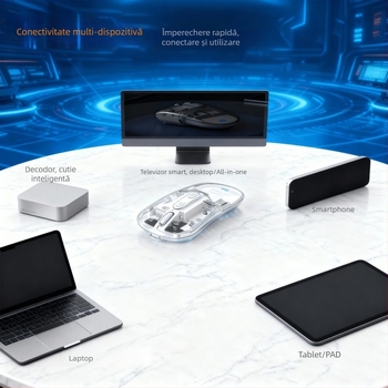 Mouse optic wireless M9 cu trei moduri – 6 taste, 2400 dpi, Bluetooth reîncărcabil, 2.4G + Bluetooth 5.0, Plug & Play