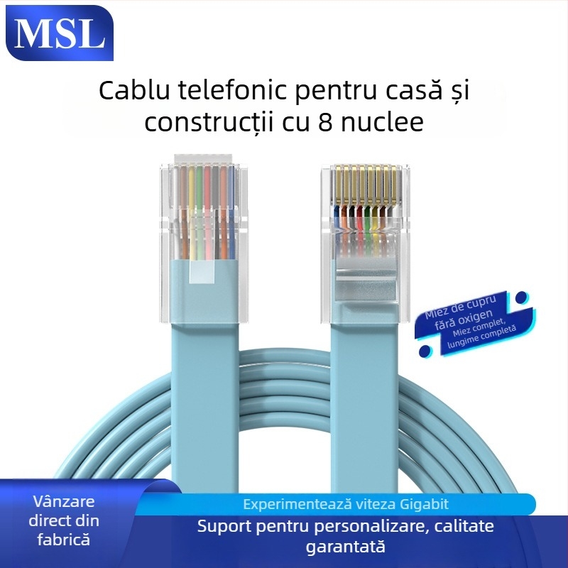 8P8C RJ45 jumper de rețea pentru telefon fix — cupru fără oxigen, 2 m, contacte placate cu aur