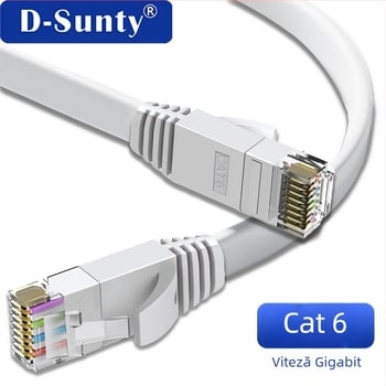 Cablu Ethernet plat Cat6 Gigabit, pereche răsucită ultra-subțire, pentru calculatoare și routere