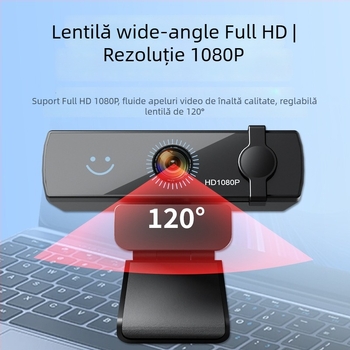 Elebest CW100 webcam USB HD cu recunoaștere facială Windows Hello, senzor 2MP, video 1080p60, USB 2.0, microfon încorporat, fără driver, plug‑and‑play