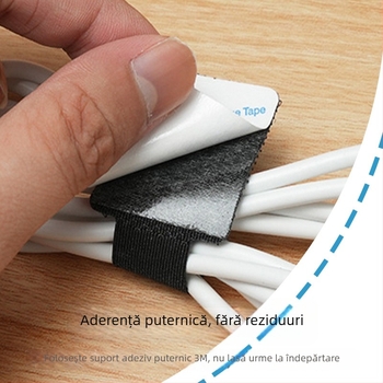 Organizator de cabluri Velcro cu adeziv pentru cabluri de calculator de birou, cabluri de date și rețea
