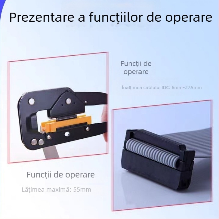 YTH-214 Clește pentru cabluri, Clește de crimpare pentru conectori IDC/FC, Oțel laminat la rece, 220 g