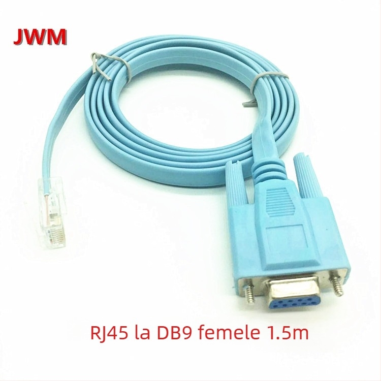 Cablu console DB9 la RJ45, 1,5 m, conductor din cupru, placare cu nichel, tip adaptor, compatibil cu PC