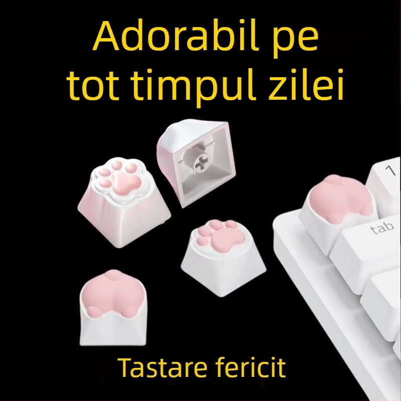 DF-121 Capă de taste din silicon pentru tastatura mecanică, design labă de pisică, senzație moale și elastică, rezistentă la uzură, compatibil universal