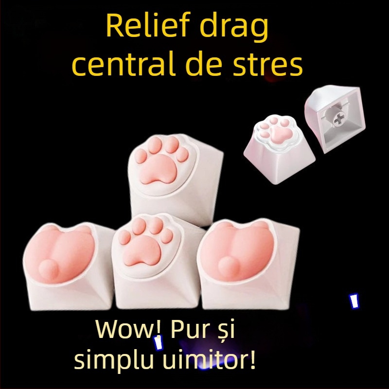 DF-121 Capă de taste din silicon pentru tastatura mecanică, design labă de pisică, senzație moale și elastică, rezistentă la uzură, compatibil universal