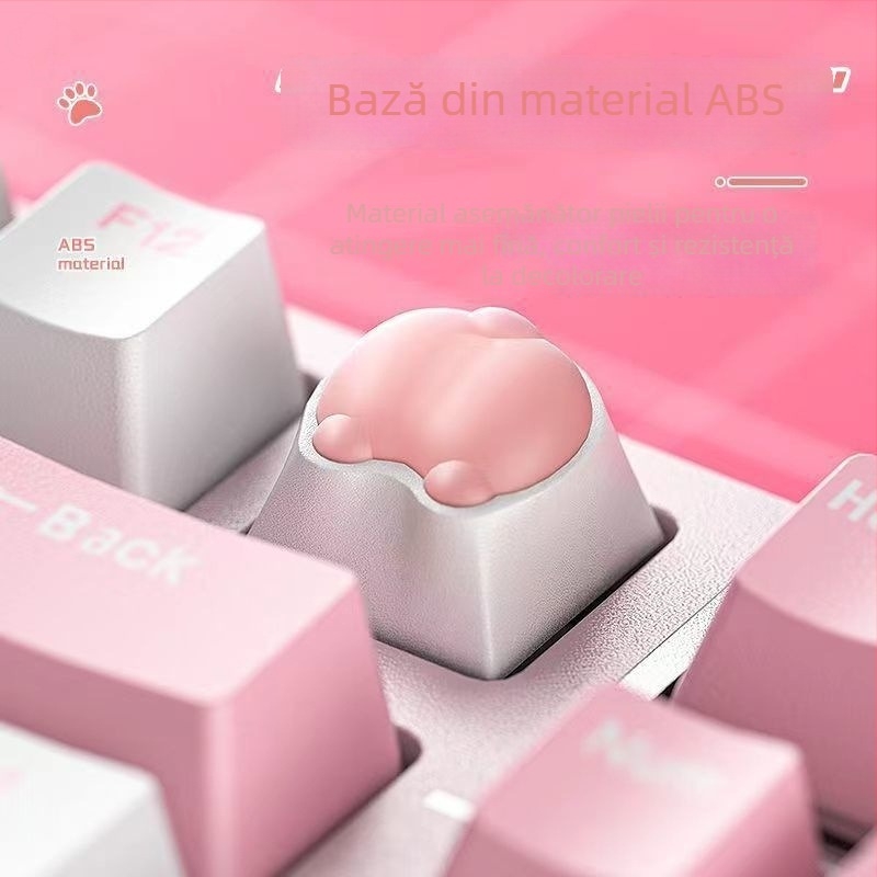 DF-121 Capă de taste din silicon pentru tastatura mecanică, design labă de pisică, senzație moale și elastică, rezistentă la uzură, compatibil universal