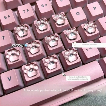 Protector pentru tastatură cu design de labă de pisică, cristal transparent, protejează împotriva deteriorării manichiurii, design simplu și elegant