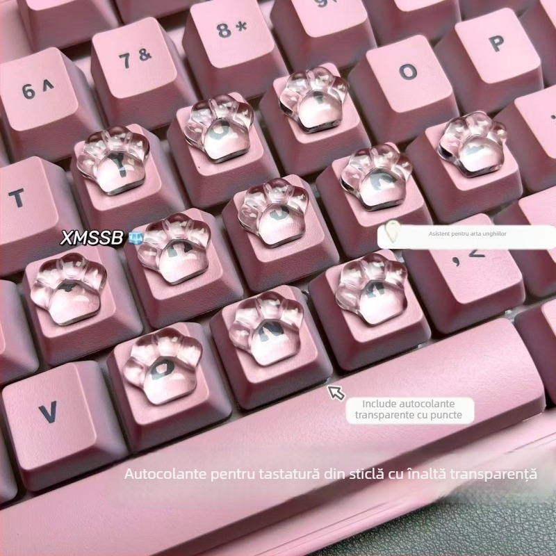 Protector pentru tastatură cu design de labă de pisică, cristal transparent, protejează împotriva deteriorării manichiurii, design simplu și elegant