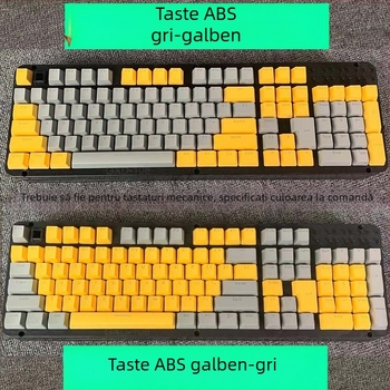 Set de capace pentru taste pentru tastatură mecanică, material ABS, compatibil cu Cherry MX cross-stem, taste rotunde, litere și cifre.