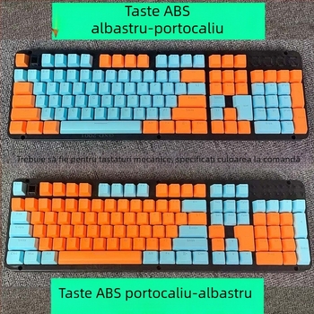 Set de capace pentru taste pentru tastatură mecanică, material ABS, compatibil cu Cherry MX cross-stem, taste rotunde, litere și cifre.