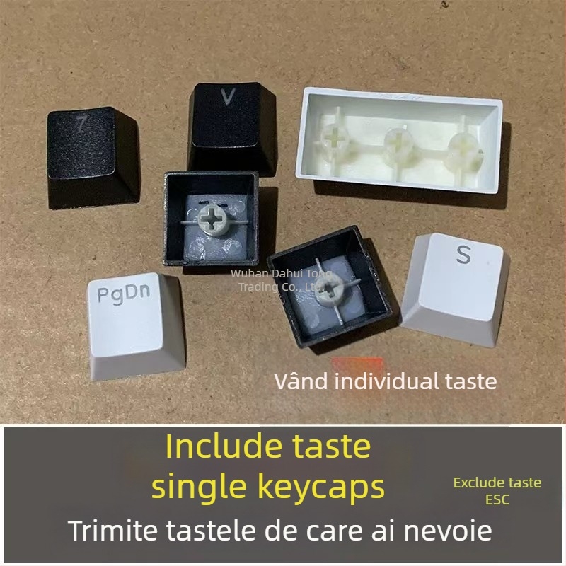 Set de capace pentru taste pentru tastatură mecanică, material ABS, compatibil cu Cherry MX cross-stem, taste rotunde, litere și cifre.