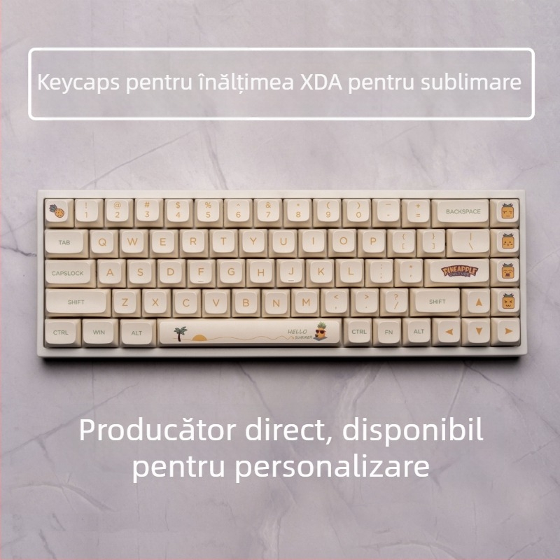 Keycaps Pineapple Theme, profil XDA, PBT sublimare – Personalizabile, Rezistente la uzură, Anti-ulei, Ergonomice; Compatibile cu 95% dintre tastaturile mecanice (Material: PBT; Procesare: Sublimare; Compatibilitate: 95% tastaturi mecanice; Model: Personali