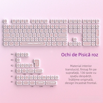 Keycaps Cat's Eye Stone Powder pentru tastatură mecanică – Model: Cat's Eye Stone (powder); Material: PC; Procesare: Sublimație; Greutate: 300 g