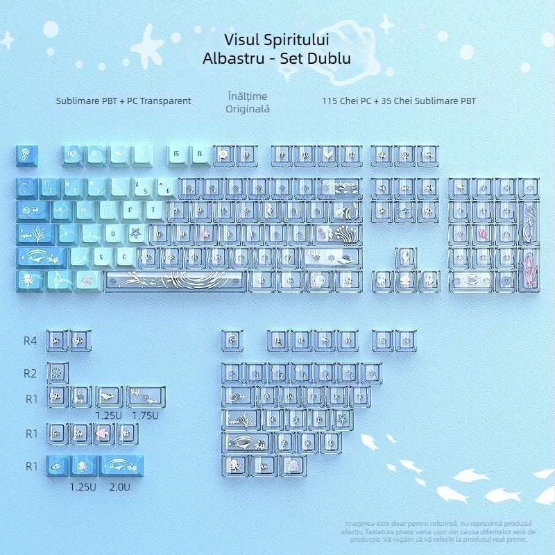 Set capace taste pentru tastatura mecanică Blue Dream (set mic complet), 153 taste, PBT, sublimare, PC în două culori