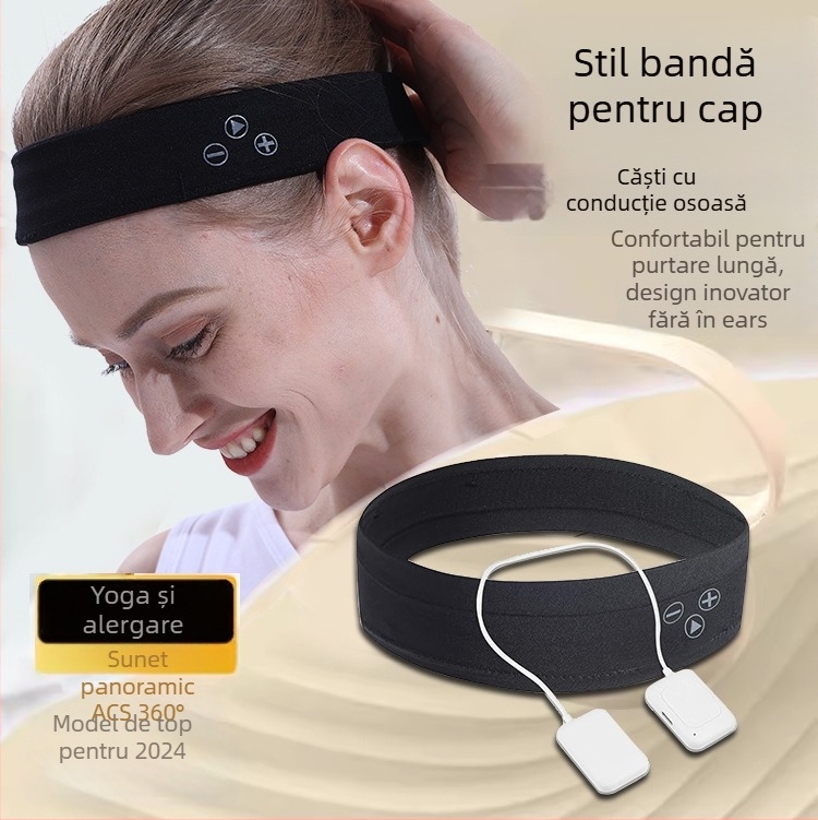 Căști Bluetooth pentru yoga cu bandă turbán și mască de ochi pentru somn, montate pe cap, sunet stereo, Bluetooth 5.3, rază 10 m, autonomie baterie >8 h, capacitate baterie 200 mAh