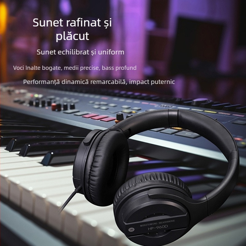 Căști DJ cu fir pentru monitorizare, cupe pliabile și rotative, potrivite pentru pian electric, tastatură electronică și chitară – difuzoare de 50 mm, impedanță 32 Ω, 20 Hz–20 kHz, sensibilitate 103 dB, conector 3,5 mm