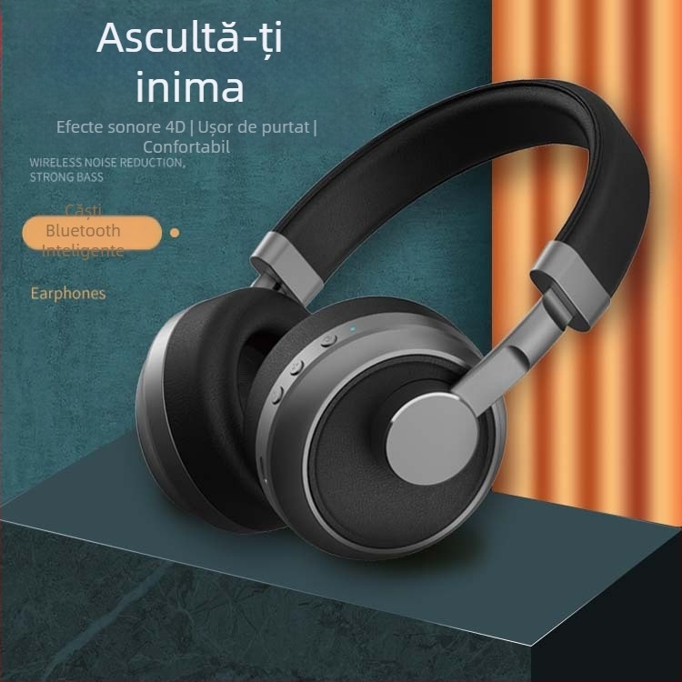 Headset Bluetooth fără fir, purtare pe cap, stereo bilateral, Bluetooth 5.0, rază de 10 m, autonomie peste 8 ore