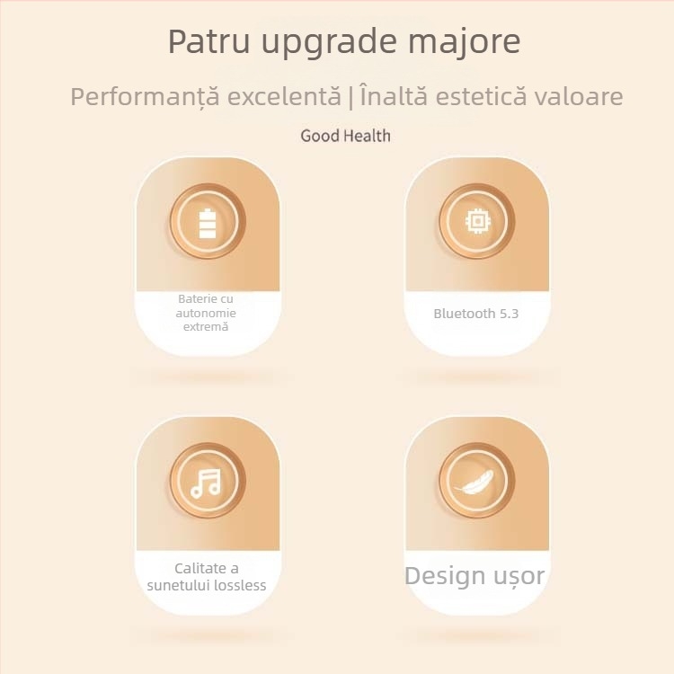 Headset Bluetooth fără fir, purtare pe cap, stereo bilateral, Bluetooth 5.0, rază de 10 m, autonomie peste 8 ore