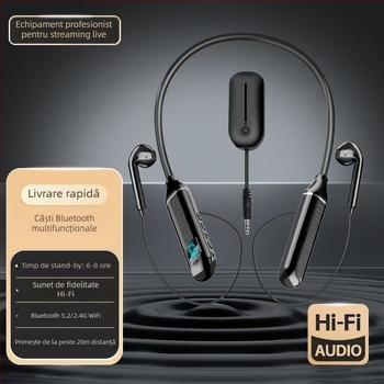 Căști monitor fără fir pentru streaming live, cu design pentru gât | Jack de 3,5 mm, 50 Hz-18 kHz, 32 Ω, fără microfon