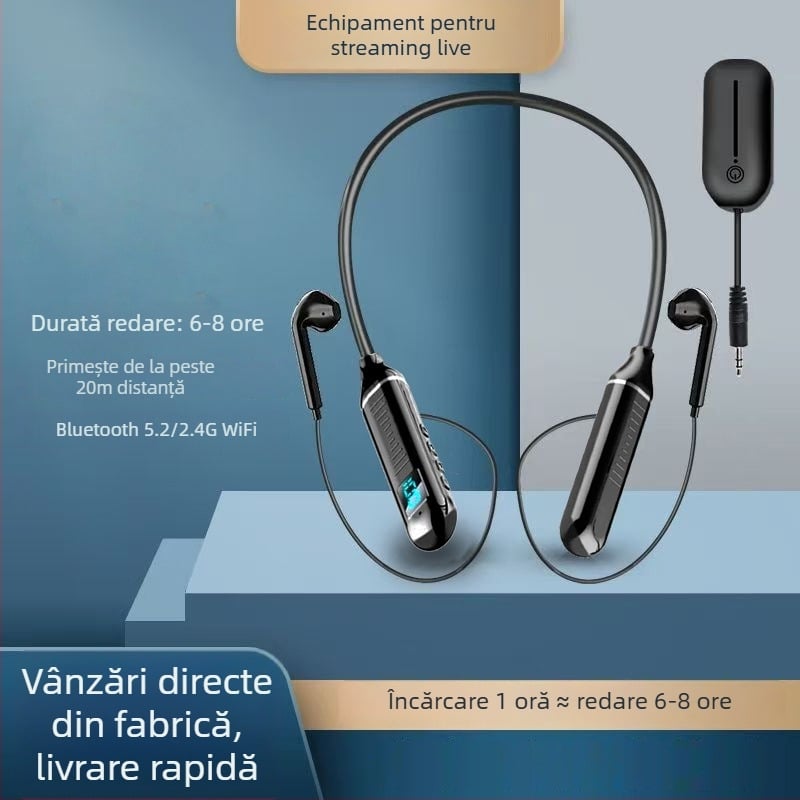 Căști monitor fără fir pentru streaming live, cu design pentru gât | Jack de 3,5 mm, 50 Hz-18 kHz, 32 Ω, fără microfon