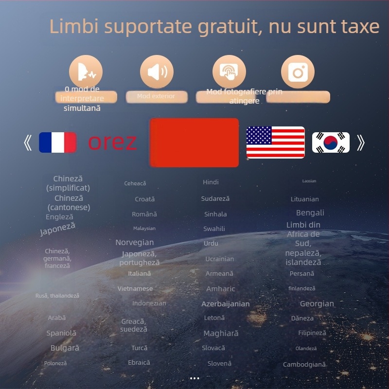 Căști de traducere V16 Bluetooth 4.0, USB 3.0, 200 mAh, compatibile cu iOS și Android