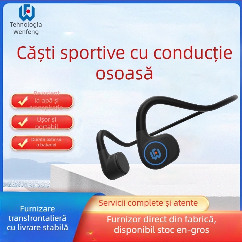 Căști cu conducție osoasă M6, memorie MP3 încorporată de 8GB, control tactil, Bluetooth 5.3, baterie 521mAh, greutate 36g