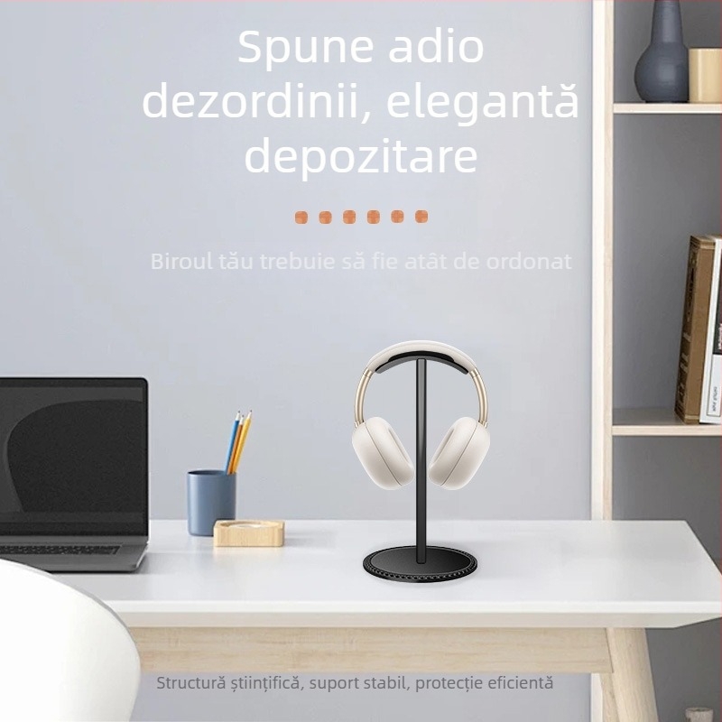 Suport de birou pentru căști, aliaj de aluminiu, model X11, greutate 70 g, garanție de 2 ani