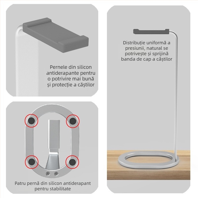 Suport pentru căști de birou – aliaj de aluminiu, model E71, 150 g, compatibil cu căști Sony, Lenovo și Edifier