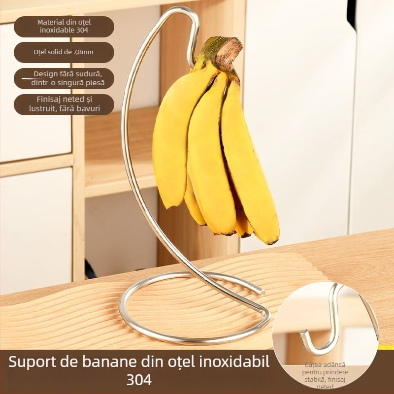 Suport pentru banane din oțel inoxidabil 304 — coș de fructe pentru birou, decor creativ, portabil