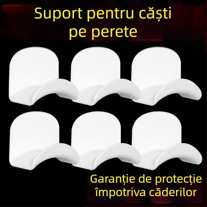 Suport pentru căști - montare pe perete și sub birou, fără găuri, pentru birou