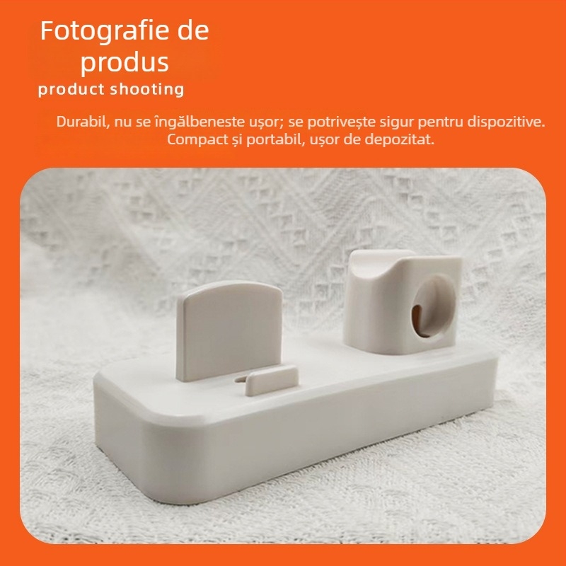 Stație de încărcare 3 în 1 cu depozitare cablu – pentru iPhone, Apple Watch, smartphone și căști – TPU, stil simplu