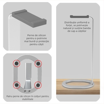 Suport desktop pentru căști — aliaj de aluminiu, model E71, compatibil universal, greutate 150 g, depozitare căști