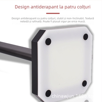 Suport pentru căști de birou HUB2.0 cu iluminare RGB | aliaj de aluminiu + pernă din silicon | Model S1 | Dimensiuni 105×105×261 mm | Lungime cablu 1,5 m