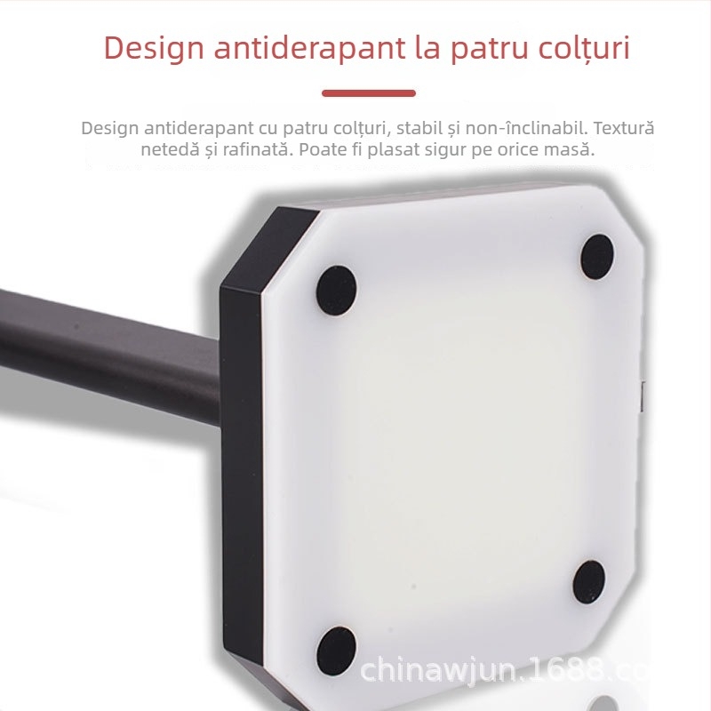 Suport pentru căști de birou HUB2.0 cu iluminare RGB | aliaj de aluminiu + pernă din silicon | Model S1 | Dimensiuni 105×105×261 mm | Lungime cablu 1,5 m