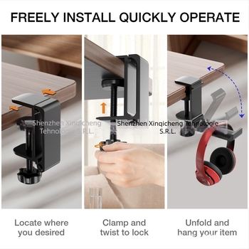 Xinqicheng Suport pliabil pentru căști din aliaj de aluminiu cu cârlig – Model RZ901, pentru birou și cadouri, personalizare disponibilă