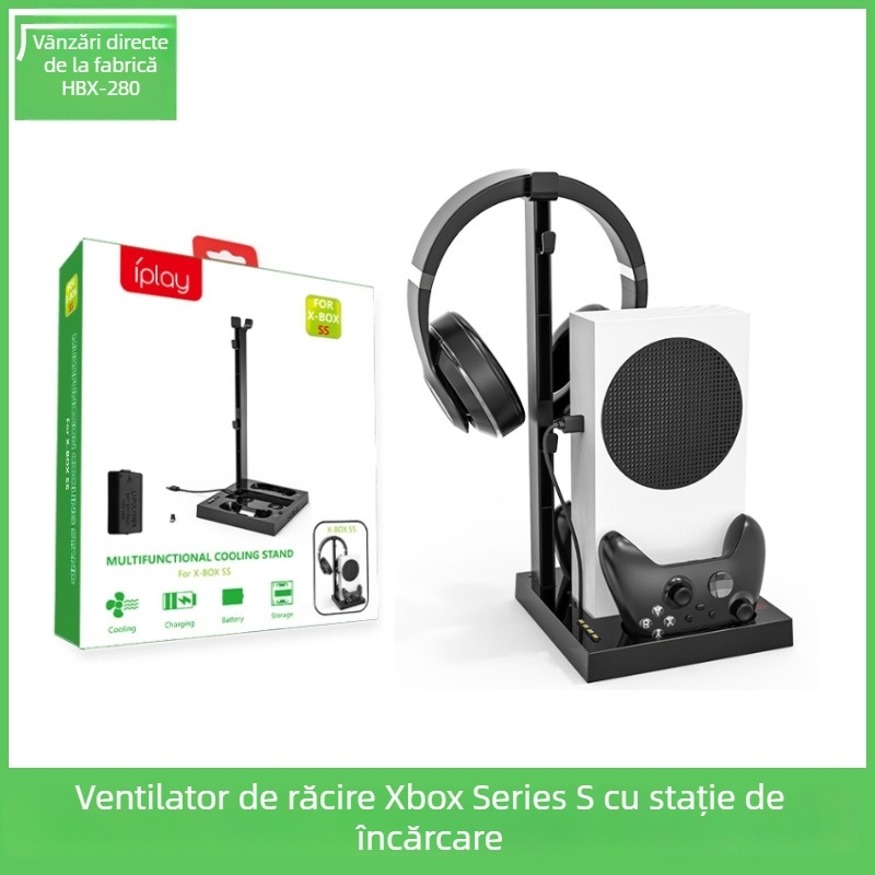 ipega bază de răcire multifuncțională X Series S pentru Xbox Series S, cu suport pentru căști și stație de încărcare pentru baterii/controlere duale