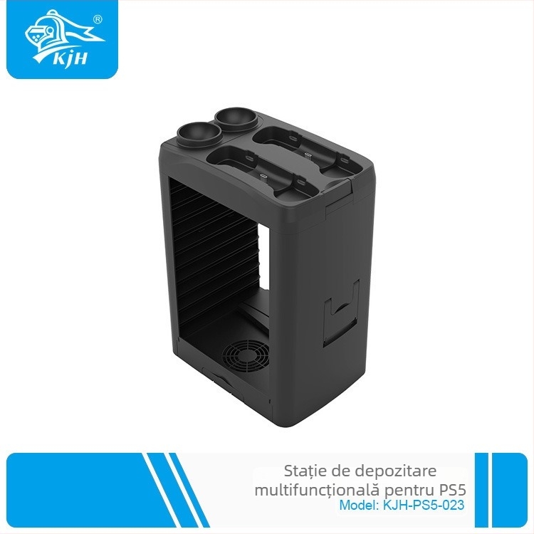 PS5 bază de răcire multifuncțională cu stație de încărcare pentru controloarele Move și spațiu de depozitare pentru discuri și căști