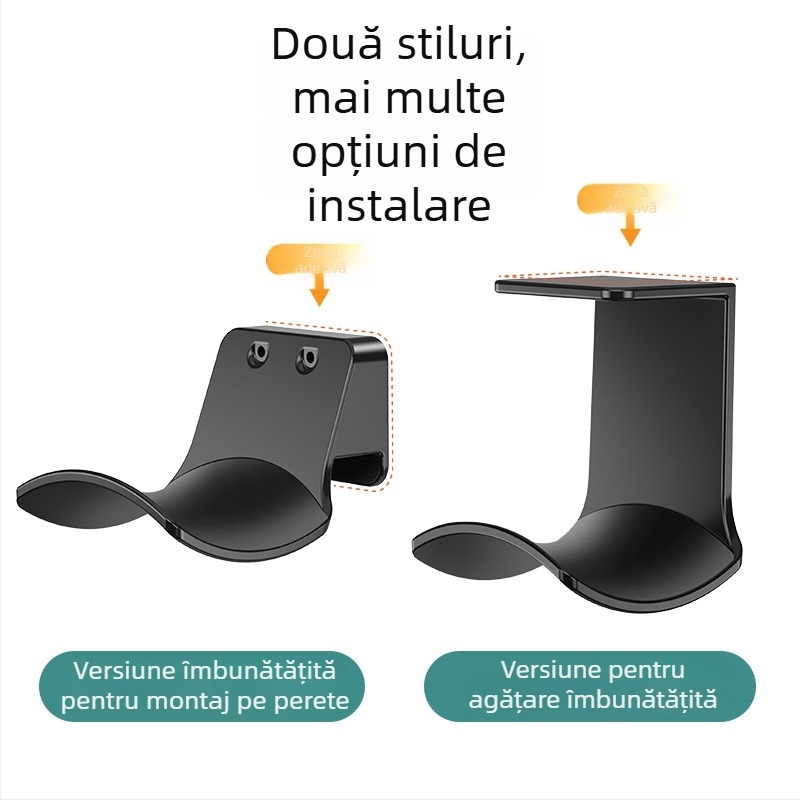 Suport pentru căști montat pe perete – Lazy bracket, model CHZ-S1, greutate 0,08 kg, depozitare pentru căști, material îngroșat îmbunătățit