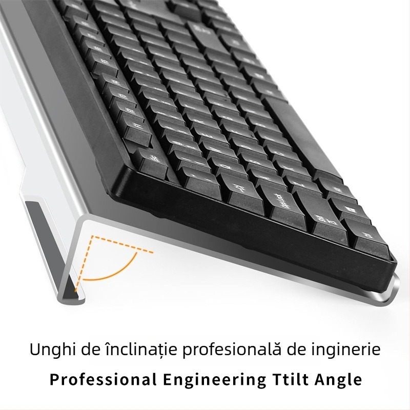 Suport ergonomic pentru tastatură pentru desktop, suport în formă de Z ce mărește înălțimea tastaturii, model 240208, compatibil cu majoritatea tastaturilor, pentru birou