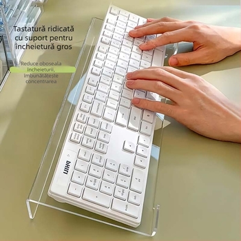 Suport de tastatură pentru birou din acrilic, raft transparent cu înălțare pentru tastare