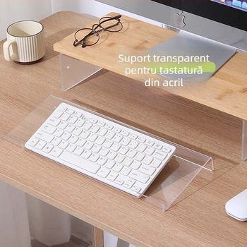 Suport de tastatură pentru birou din acrilic, raft transparent cu înălțare pentru tastare