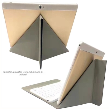 Carcasă pentru tabletă cu tastatură Bluetooth și suport, piele PU, suport pliabil în trei secțiuni, prindere magnetică