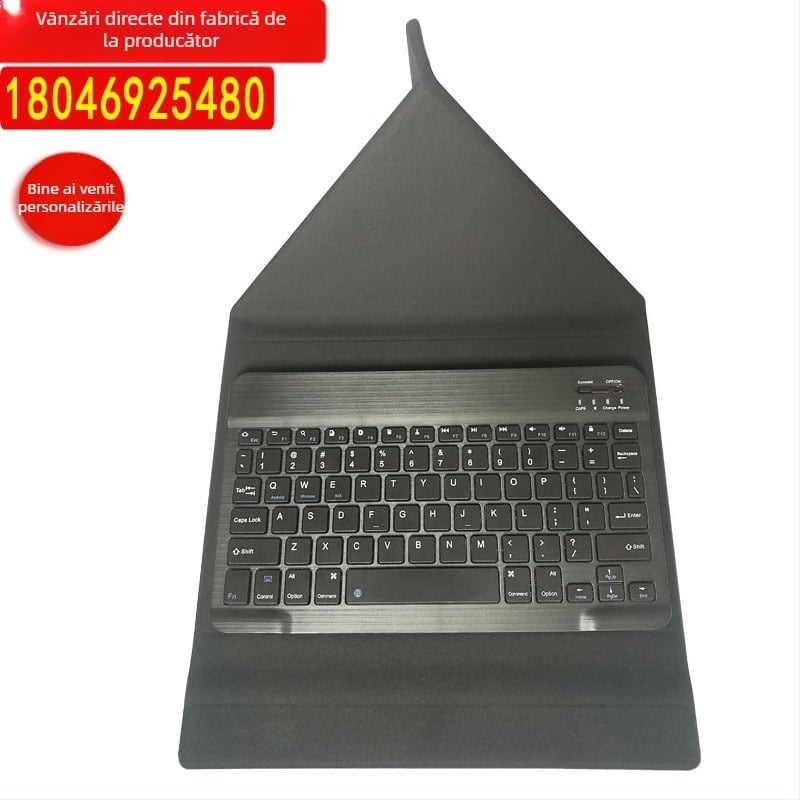Carcasă pentru tabletă cu tastatură Bluetooth și suport, piele PU, suport pliabil în trei secțiuni, prindere magnetică